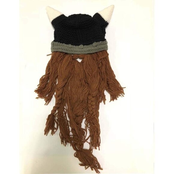 Knit Winter Hat Beanie with Detachable Mustache Unisex Holiday Gift